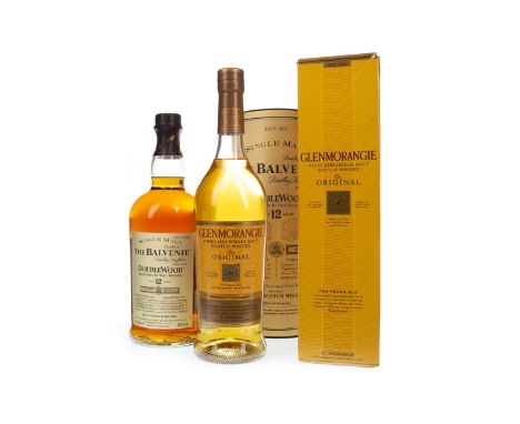 GLENMORANGIE 10 YEARS OLD Single Malt Scotch Whisky 70cl, 40% volume, in carton. BALVENIE DOUBLEWOOD AGED 12 YEARS - ONE LITR