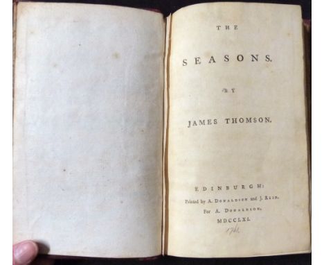 JAMES THOMSON: THE SEASONS, Edinburgh, printed by A Donaldson and J Reid for A Donaldson, 1761, 3 (of 4) engraved plates, lac