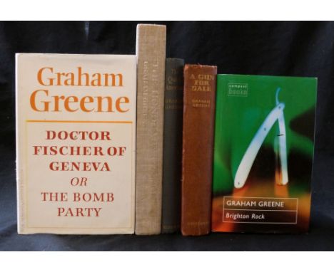 GRAHAM GREENE: 5 titles: A GUN FOR SALE AN ENTERTAINMENT, London, William Heinemann, 1936, 1st edition, original cloth gilt w