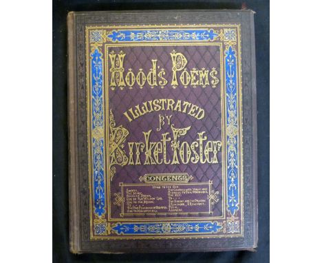 THOMAS HOOD: POEMS, ill Birket Foster, London, E Moxon Son &amp; Co, 1872, large paper, 22 engraved plates as list, 4to, orig