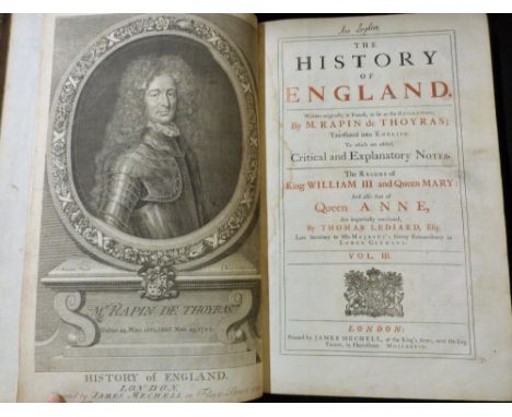 PAUL RAPIN DE THOYRAS: THE HISTORY OF ENGLAND, trans John Kelly, London for James Mechell, 1732-37, 3 vols (vol 2 trans Josep