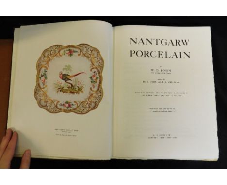 W G JOHN: NANTGARW PORCELAIN, Newport, R H Johns, 1948, 1st edition, 64 plates including 23 coloured as called for, lacks sup