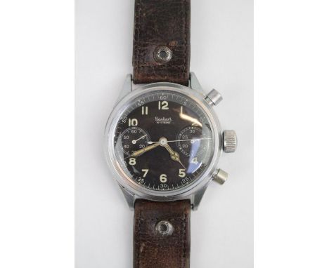 A Rare Gentlemen's nickel plated German Military Hanhart Luftwaffe Pilots Chronograph marked Wassergeschutzt Stossfest 120391