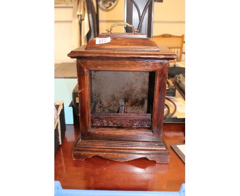 20thC Wooden clock case type smokers cabinet with open front and brass handle 