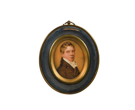 English School, 19th century Portrait miniature of a young gentleman against russet backgroundwatercolour on ivory6.5cmThis i