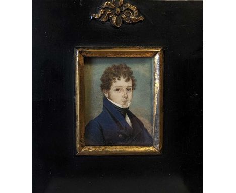 English School, circa 1800 Portrait miniature of a young gentleman in blue jacketwatercolour on ivory6cm; Portrait of a gentl