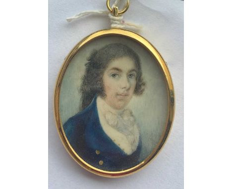 English School, circa 1795 Portrait miniature of a gentleman in blue coat and cream waistcoat; and An elderly gentleman in ne