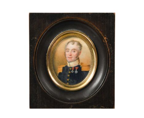 French School, 19th century Portrait miniature of an officer, said to be Captain Nicolas Guillaume (1778-1852) wearing the Lé