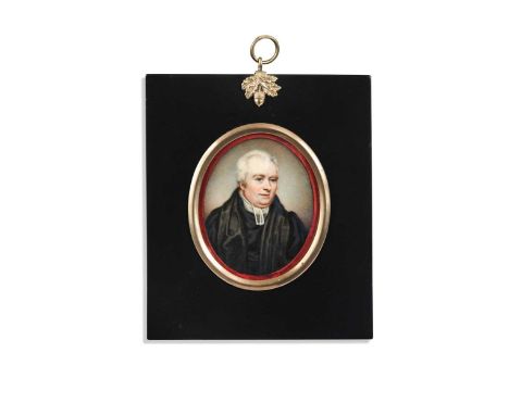Albin Robert Burt (1783-1842) Portrait miniature of a clergyman; and Portrait miniature of a lady each signed in pencil 'Pain