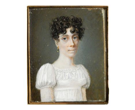 Swiss School, circa 1810 Portrait miniature of a lady in a white dresswatercolour on ivory5cm; together with French School, c