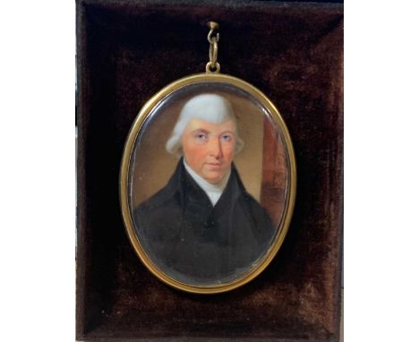 English School, 19th century Portrait miniature of Joseph Walker of Bramhope Hall, near Leedsthe reverse scratched in with th