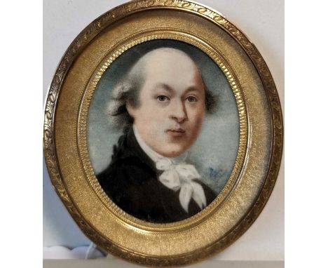 Circle of Abraham Daniel (c.1750-1806)  Portrait miniature of a gentleman in black coat and white stocksigned with initials '