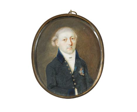 J Wesener, 1804 Portrait miniature of a gentleman in a blue coat wearing the insignia of an unidentified order in the form of