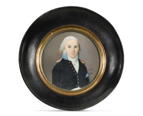 *** Leandri (fl. 1803-1824) Portrait miniature of an officer in blue uniform with pale blue collarsigned and dated 'leandri 1