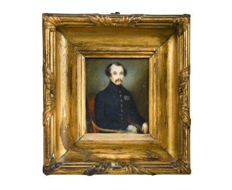 Continental School, 19th century Portrait miniature of an officer in uniform, seated half-length, wearing the ribbons for the