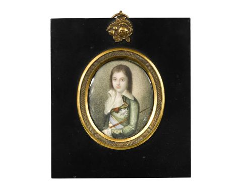 Manner of Antoine Vestier Portrait miniature of a boy wearing the Order of the Holy Spirit, possibly the Dauphin; and Portrai