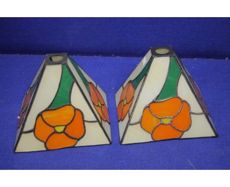 A PAIR OF TIFFANY STYLE LAMP SHADES