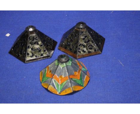 THREE TIFFANY STYLE LAMP SHADES