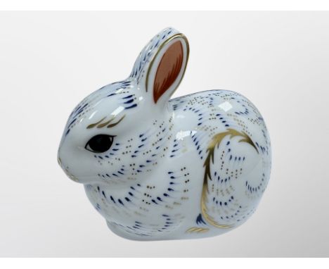 A Royal Crown Derby Rabbit paperweight with gold stopper, exclusive for Royal Crown Derby Collector's Club