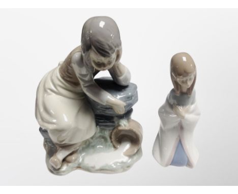 A Lladro figure The Virgin Mary number 4671 and a further Nao figure of a girl (2)