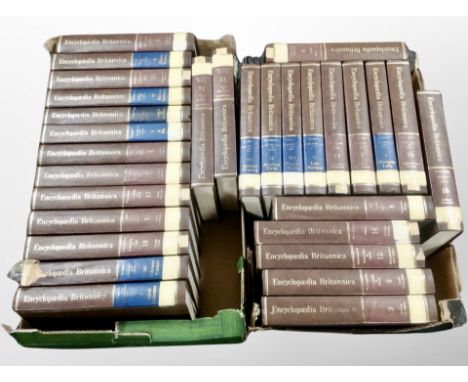 Two boxes of Encyclopedia Britannica volumes published by William Benton 