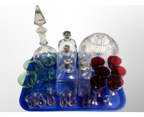 A group of Danish glass ware, crystal vase, decanter with stopper, wine glasses etc 