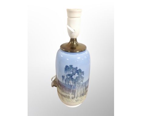 A Royal Copenhagen porcelain lamp base, height 31 cm overall 