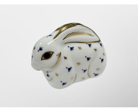 A Royal Crown Derby Rabbit paperweight with gold stopper 