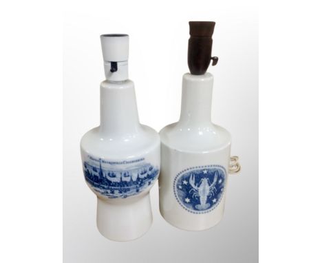 Two Royal Copenhagen porcelain lamp bases, tallest 34 cm