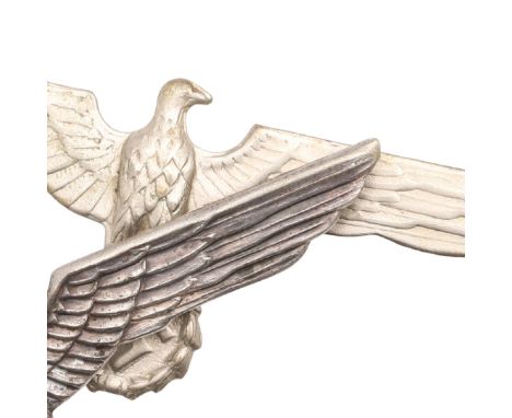 TWO SECOND WORLD WAR GERMAN ARMY OFFICER'S BREAST EAGLES. German Army Officer's breast eagles in silver plated white metal wi