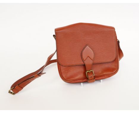 LOUIS VUITTON: EPI LEATHER CARTOUCHIERE SHOULDER BAGModernIn 'Kenyan Brown' or tan epi leather, with flap top and buckle fast