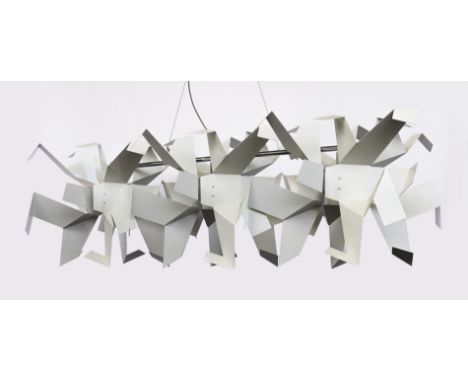 ENRICO FRANZOLINI: PALLUCCO GLOW WHITE PENDANT LIGHTModernConstructed using angled white metal elements designed to mimic lig