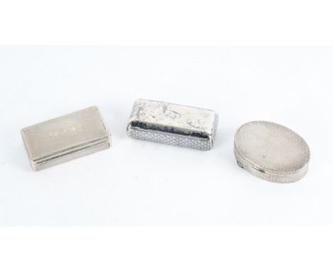 THREE FOREIGN BOXES (3)Comprising; a rectangular niello decorated box, probably French, wooden lined within, length 7cm, a re