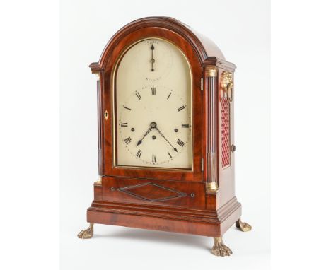 A LATE GEORGE III BRASS-MOUNTED MAHOGANY QUARTER CHIMING AND STRIKING BRACKET CLOCKBy Robert Roskell, Liverpool, circa 1815Iv