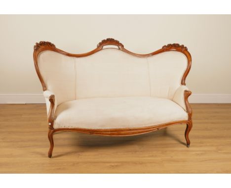 A VICTORIAN MAHOGANY FRAMED DOUBLE HUMP BACK SOFA167cm wide; 104cm high