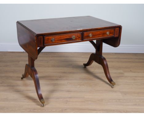 A REGENCY STYLE INLAID MAHOGANY TWO DRAWER SOFA TABLE101cm wide; 150cm wide open; 66cm deep; 75cm highCondition ReportThis lo