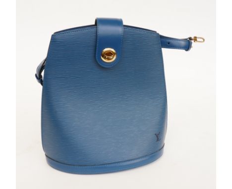 LOUIS VUITTON: EPI LEATHER CLUNY SHOULDER BAGModernIn Borneo Blue epi leather, with flap top and twist lock in gold hardware,