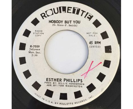 ESTHER PHILLIPS - NOBODY BUT YOU/ TOO MUCH OF A MAN 7" (US PROMO - ROULETTE R-7059). A superb original radio station promo co