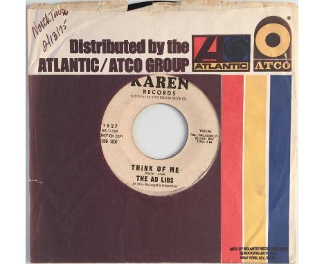 THE AD LIBS - THINK OF ME/ EVERY BOY AND GIRL 7" (US PROMO - KAREN 1527). Another fabulous northern 7" promo on Karen Records