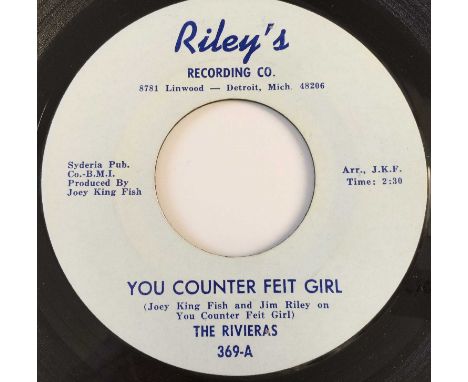 THE RIVIERAS - YOU COUNTER FEIT GIRL/ CAN I SHARE YOUR LOVE 7" (US SOUL - RILEY'S 369). A scarce mid-60s soul 7" by The Rivie