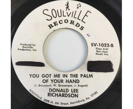 DONALD LEE RICHARDSON - YOU GOT ME IN THE PALM OF YOUR HAND 7" (US PROMO - SOULVILLE RECORDS). A superb Northern 7" by Donald