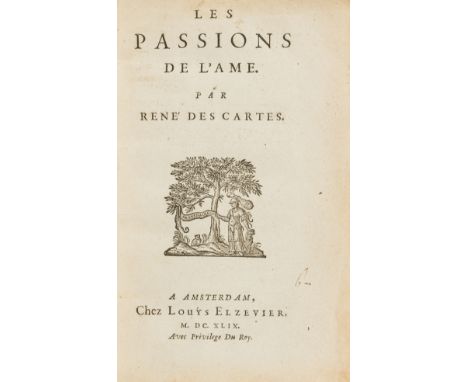 Descartes (René) Les Passions de l'Ame, first edition, title with printer's woodcut device, woodcut initials and tail-pieces,