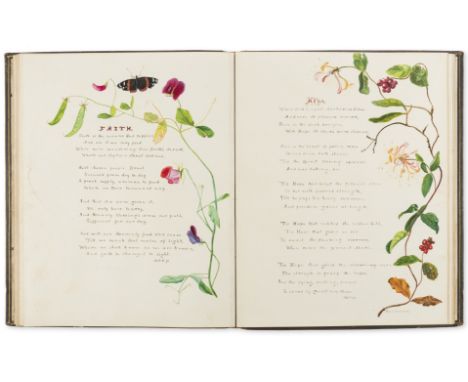 Ireland &amp; India Botany.- Album of botanical watercolours and accompanying manuscript poetry, some signed 'Mamie' others w