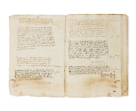 Italy.- Notarial ledger, manuscript, c.130pp., excluding blanks, in various hands, heavily water-stained at foot, wormed, som