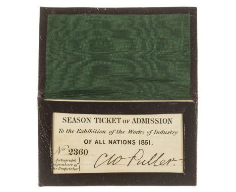 Great Exhibition.- 2 Season tickets for the Great Exhibition, nos. 2360 &amp; 4366, printed cards with manuscript signatures,