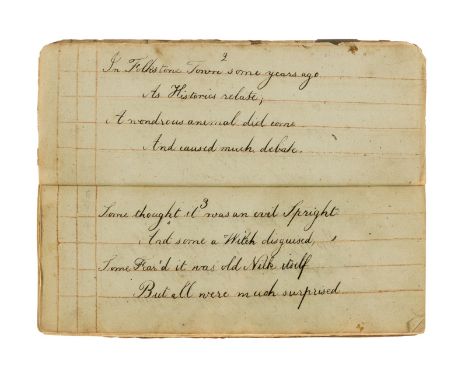 Kent.- Ballad.- The Fiery Serpent of Folkestone A Ballad, manuscript, 92pp., written horizontally in a red ruled cash book, s