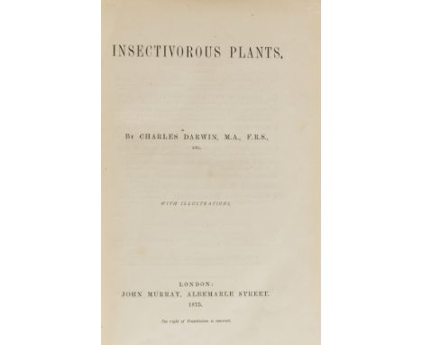 Darwin (Charles) Insectivorous Plants, first edition, half-title, woodcut illustrations, faint spotting to first and last few