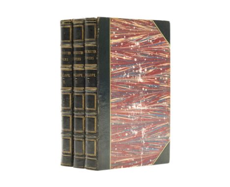 Trollope (Anthony) Barchester Towers, 3 vol., first edition, first printing with "tattooed" for "tabooed" on p.269 vol. 2, vo