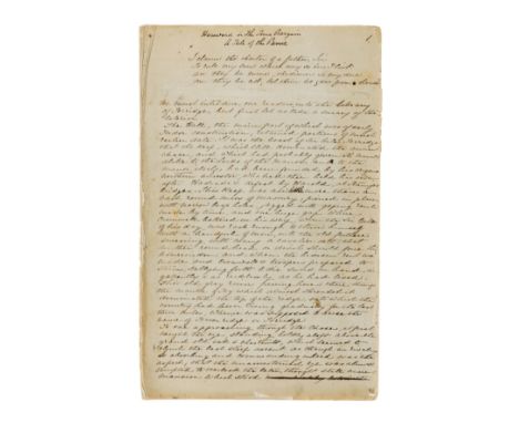 Financial panic.- Hareward, or the Time Bargain. A tale of the Panic, 3 vol., manuscript, 343 numbered pp. (vol.1 133pp.; vol
