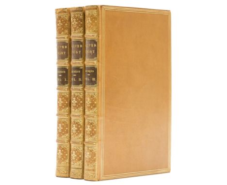 Dickens (Charles) Oliver Twist, 3 vol., second edition, second issue with titles dated 1839, etched frontispieces and 21 plat